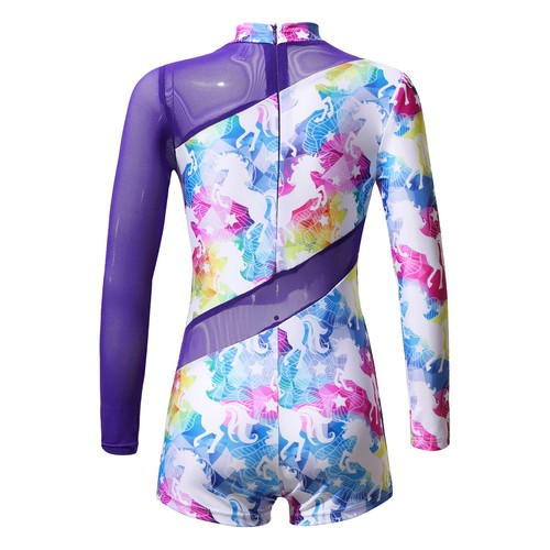 Kids Girls Dancewear Long Sleeves Leotards Teamwear Bodysuit Gymnastics Yoga - Picture 14 of 62