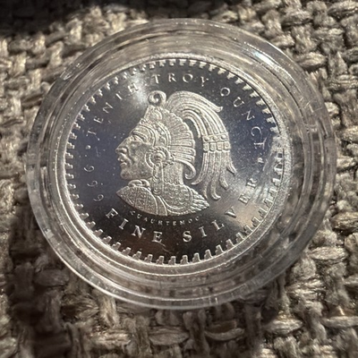 #ad 999 Fine Silver Mexican Aztec Calendar Coin 1 10 oz Pure Silver Round In Capsule $19.00