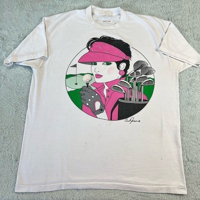 Carl Joseph Vintage Women s Art Golf T-Shirt Size Large Face It! Tag USA made
