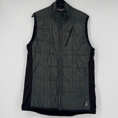Smartwool Mens Smartloft 60 Full Zip Quilted Merino Wool Vest Gray Black Large
