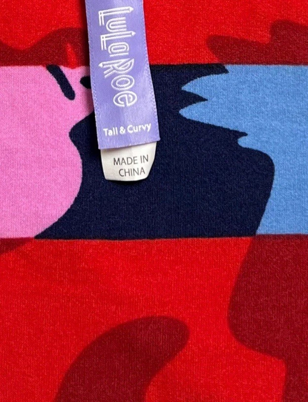 Leggings LuLaRoe TC alta curvilínea vermelha Halloween colorida listra fantasma ajuste elástico - Imagem 4 de 4