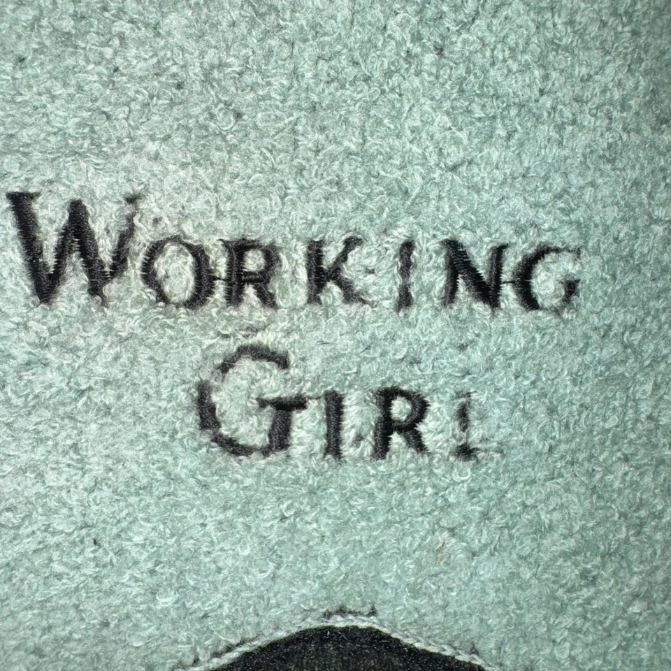 CHAQUETA DE EQUIPO DE PELÍCULA CHICA TRABAJADORA Bombardero de Cuero Staten Island De Colección Años 80 Nueva York Foto 3 de 4