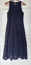 Ann Taylor Dress Women s 4 Blue Eyelet Embroidered Fit Flare Lined Cotton