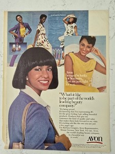 1980 Avon Cosmetics Pretty African American representative Vintage Ad 