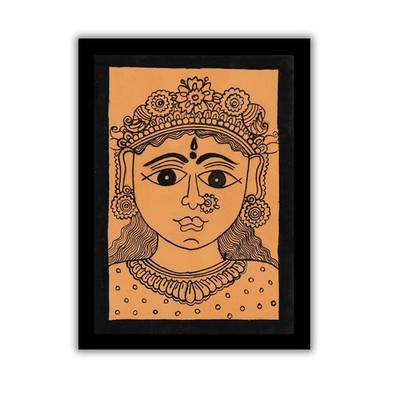 Kalamkari Durga Painting - 15x20 cm Handmade Framed Indian Folk Art