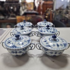 Royal Copenhagen Musselmalet Vollspitze 6x Suppentassen mit Deckel,  1.Wahl