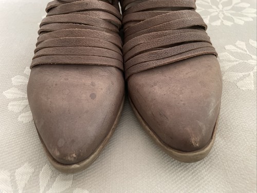 Free People Lost Valley Leather Ankle Booties Taupe Sz 40 - Picture 5 of 11