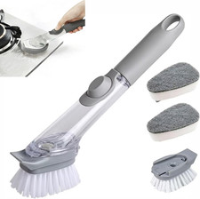 5 Piece Kitchen Long Handle Pot Washing Brush with Automatic Liquid Addition Mul