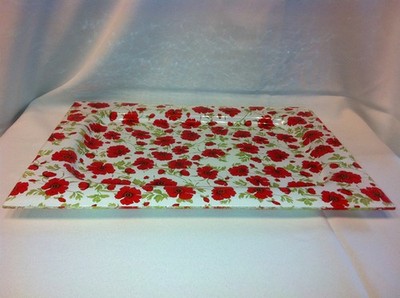 Serviceplatte Blumendekor Glasplatte Glas Platte Service Platte Servierplatte