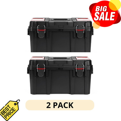 2 Pack Hyper Tough 19-Inch Toolbox with Small Parts Organizer Heavy-Duty Resin
