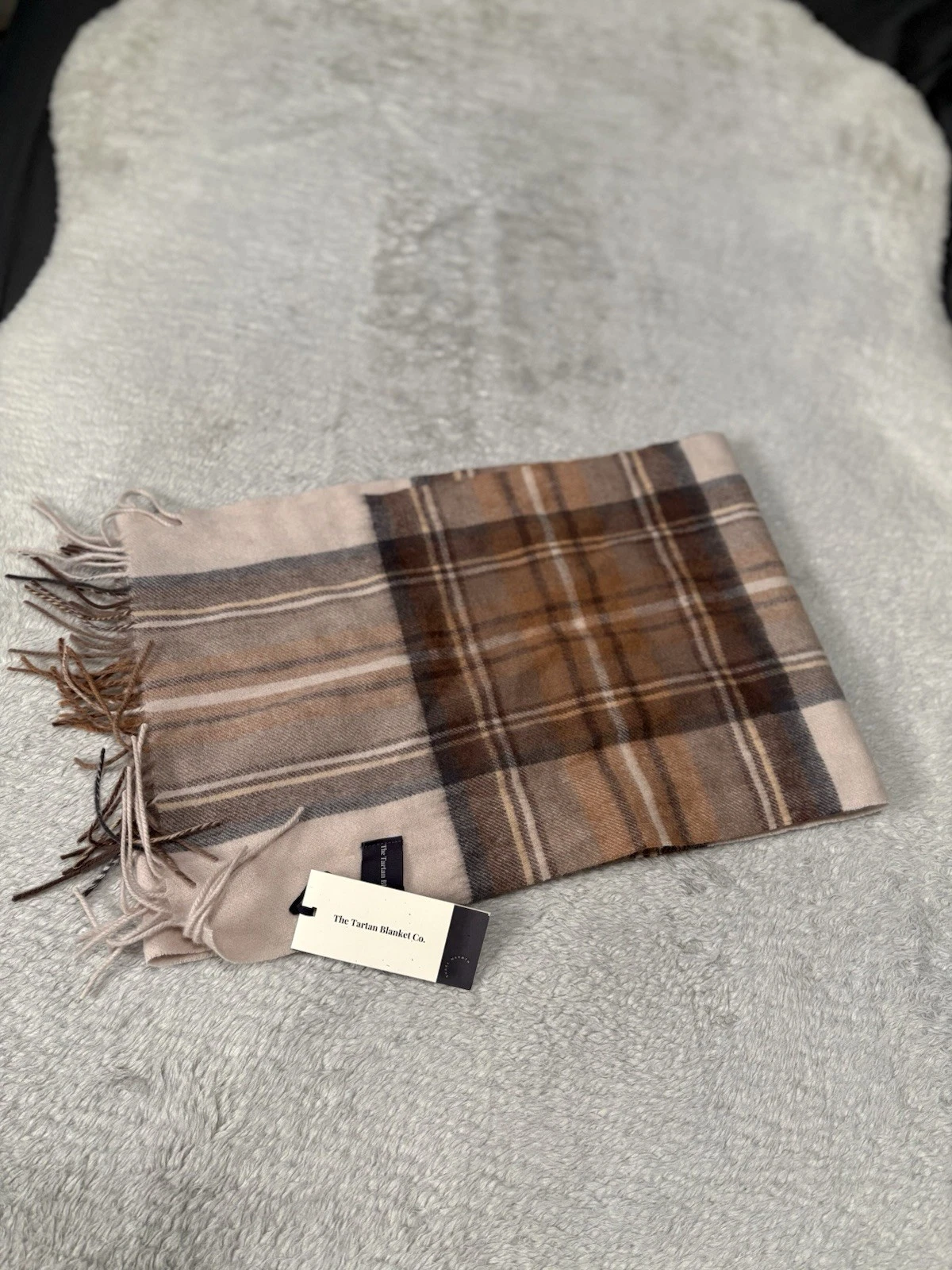 New Tartan Blanket Co Lambswool Scarf Natural Dress Tartan