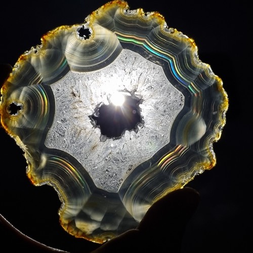 186.25 Ct Big Slice Rainbow Iris Agate, Top Multilayer Indonesia Iris Agate Slab - Picture 3 of 6