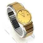 Vintage 1987 Seiko Quartz Gold Tone Slim Dress Watch 5Y39-8A09 Orig Bracelet