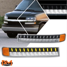 For 03-23 Express Savana LED Sequential Chrome/Amber Bumper Turn Signal Lights