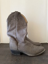 Abilene Elk Gray Leather Cowboy Boots Mens Size 10 EE Tan Made In USA