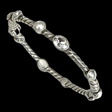 BRIGHTON MONTE CARLO Hinged BANGLE Bracelet Faux Pearls &  Crystals New