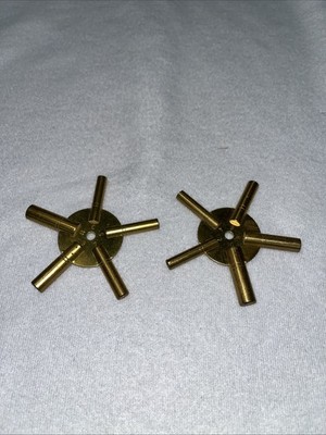 Two BRASS CLOCK BENCH KEYS - Odd & Even Size CLOCK WINDING KEYS