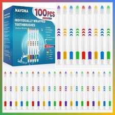 100 Pack Bulk Toothbrushes Individually Wrapped Disposable Travel Toothbrushes