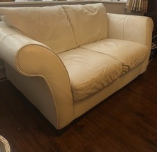 Cream Leather 2 Seater Sofa Good Condition Collection Only Romford Essex