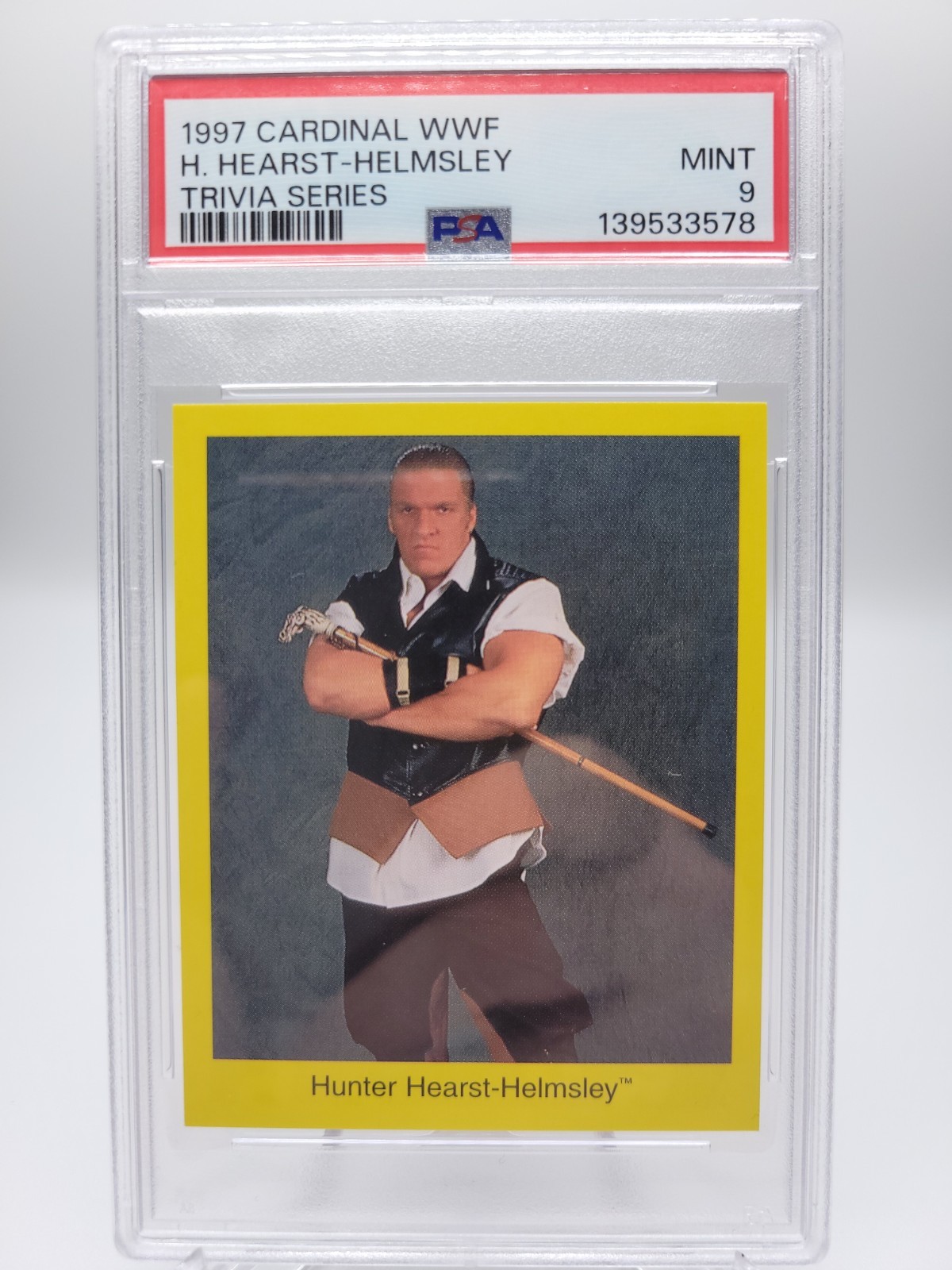 1997 Cardinal WWF Trivia Series Hunter Hearst-Helmsley Rookie PSA 9 Mint TripleH
