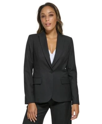 Calvin Klein Womens Pinstripe One-Button B 196745306801 6 RT $149.0