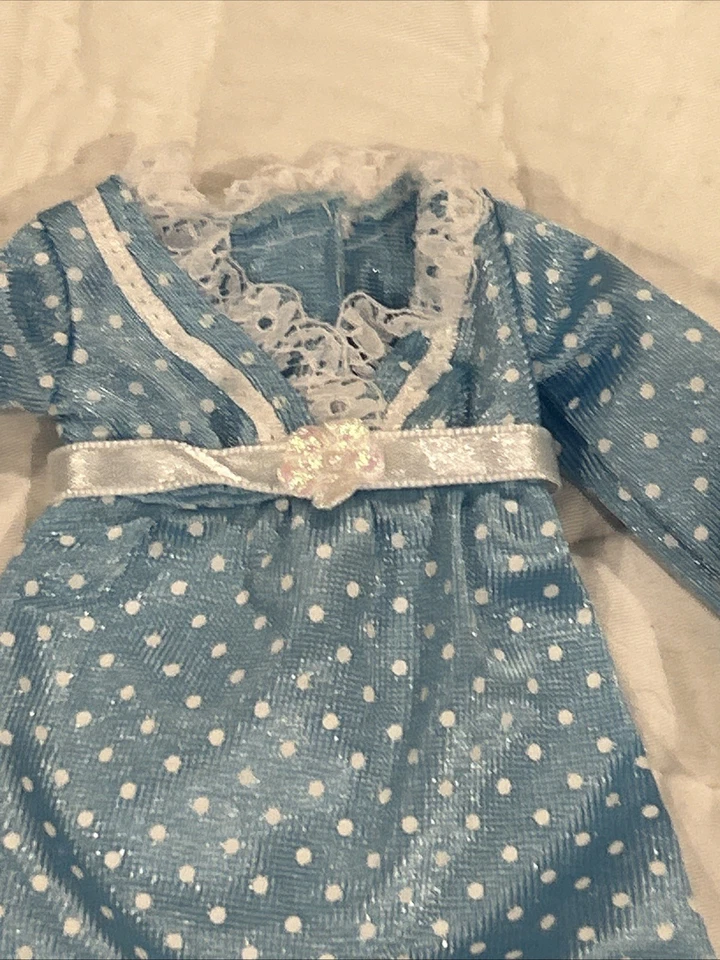 Barbie Fashion Avenue Lencería #14292 Camisón Azul Lunares Con Cepillo Foto 3 de 4