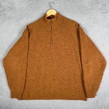 Scott Barber Men’s Merino Wool Cashmere Sweater Size XL 1/4 Zip Old Money Brown