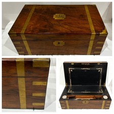 Antique Victorian Brass-Bound Walnut Wood Writing Slope 1905