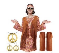 Love n Peace Hippie Costume 60s 70s Halloween Costume Accessory Set XL