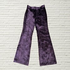 Vintage 60s 70s Purple Velvet Bell Bottoms Pants - Glam Rock Hippie