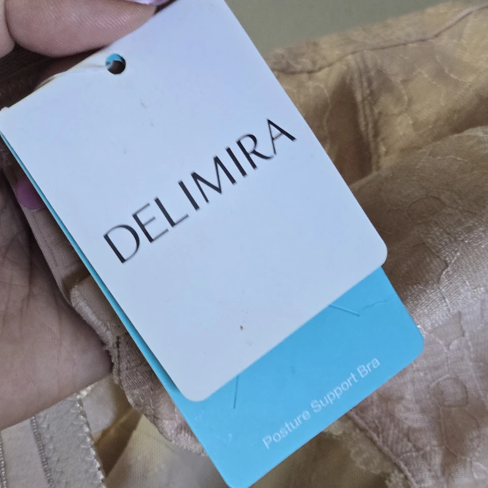 Sujetador Mujer Delimira 42E Beige Floral Soporte Postura Camiseta Inalámbrica LEER Foto 4 de 4