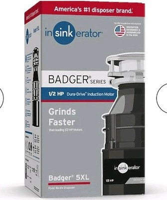 InSinkErator Badger 5XL Garbage Disposal, 1/2 HP * Light Used *