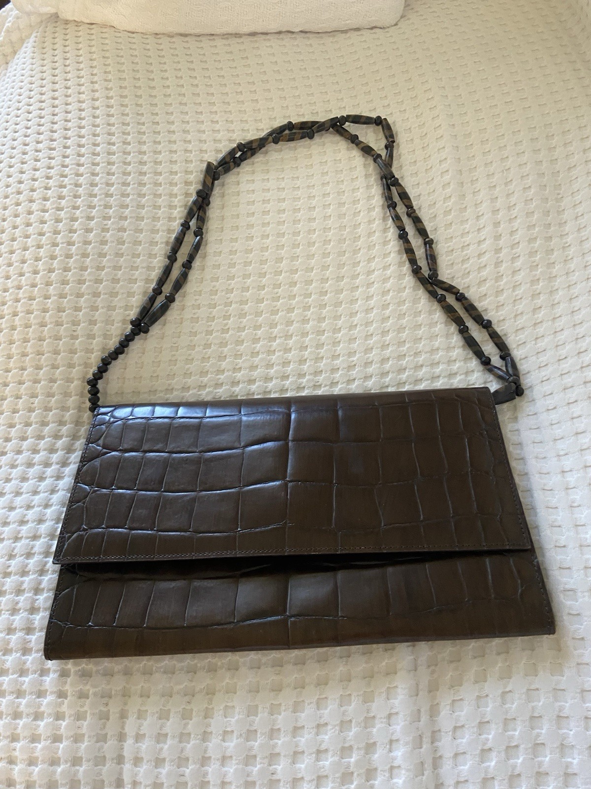 Joan&David Brown Leather Clutch Italy
