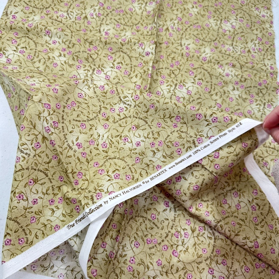 Vintage Beatrix Acolchado Verde Floral Algodón 802 True Friends Colecciones 42x37 Foto 3 de 4