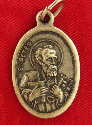 Vintage SAINT PETER Medal SAINT PAUL Religious Catholic Silvertone Medal ITALY