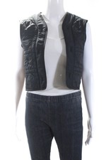 Christian Dior Womens Open Front Cannage Quilted Vest Jacket Insert Navy Size 4