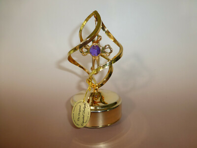 24K Gold Plated Case Swarovski Crystal King Cross Mechanical Spinning Music Box 