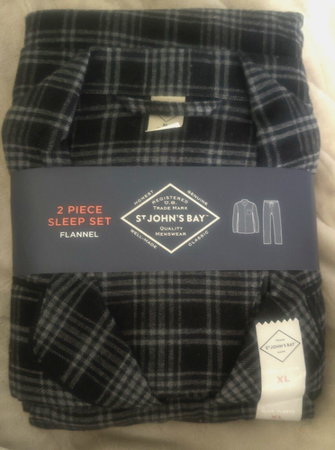 Men's St. John's Bay 2 Piece Flannel Plaid Pajama Sleep Set