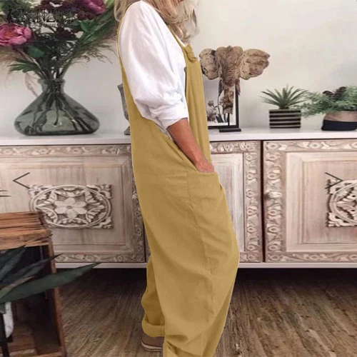 Womens Plus Size Overalls Casual Loose Dungarees Romper Baggy Playsuit Jumpsuit - Bild 7 von 35