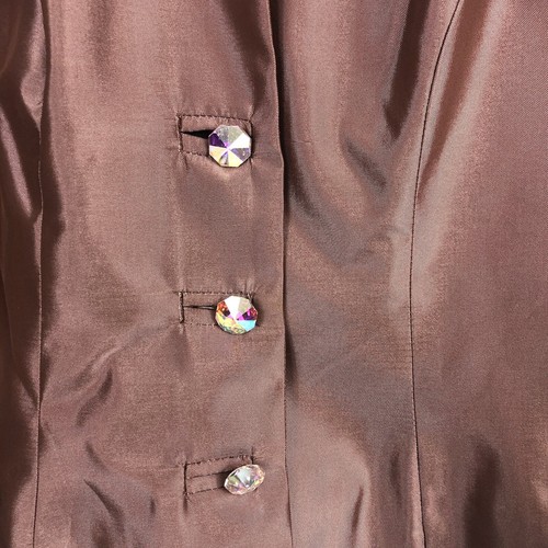 Women's J.S. Collections Shiny Plum Iridescent Button Up Long Sleeve Jacket Sz 6 - Picture 4 of 6