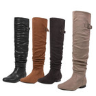Women Over The Knee Boots Thigh High Slouch Suede Low Heel Boots
