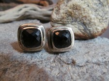 24. David Yurman Faceted Black Onyx Frammed Omega Back Earrings 12.5g