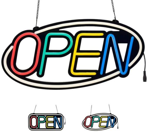 LED Neon Open Sign for Business Super Bright Wireless Remote 10 Animation Modes - Picture 1 of 11