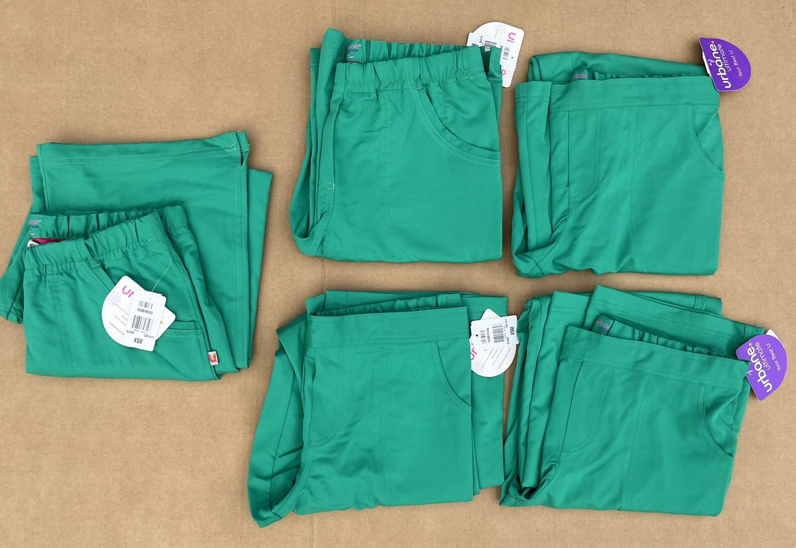 NEW Lot of 5 XSM Urbane Ultimate Women's FlareLeg Scrub Pants Green