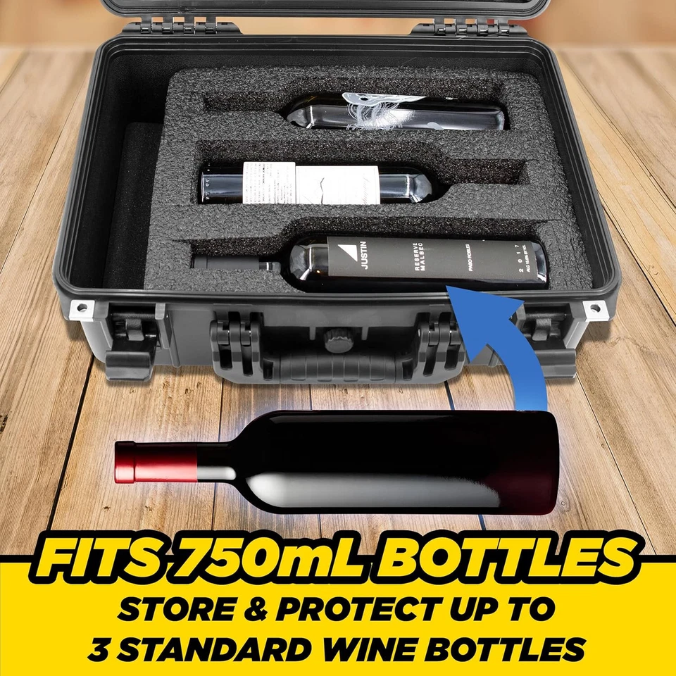 Винный чемодан CM в жесткой оболочке для 3 бутылок - водонепроницаемый для хранения вина для путешествий - Изображение 4 из 4