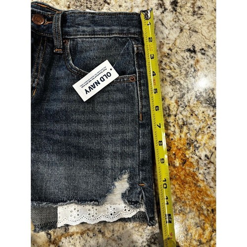 NWT Old Navy Junior Girl Size 12 Denim Shorts With Lace High Rise 3" In Seam - Picture 4 of 6