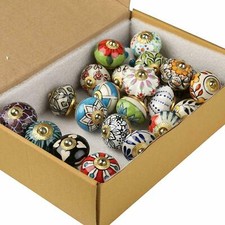 Flower Pattern Ceramic Kitchen Furniture Knobs Cabinet Wardrobe Knob 10 Pcs