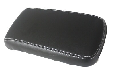 Black w/White Stitch Vinyl Center Console Lid Cover For 15-19 GMC Canyon