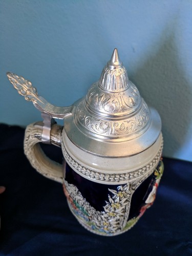 Vintage West Germany Gerz Lidded Beer Stein pottery 9" tall tight lid - Picture 4 of 6