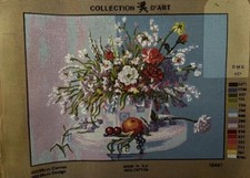 Printed needlepoint Tapestry Canvas Only Flowers 50x40cm Rto